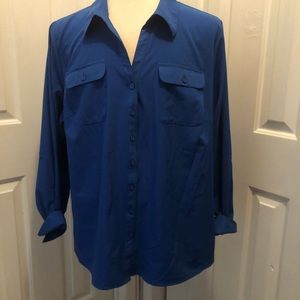 Kim Rogers curvy royal blue blouse NWT